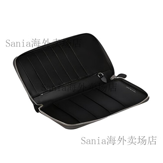 阿玛尼（ARMANI）EMPORIO鹰标Logo满印拉链复古休闲商务皮革卡包钱包男款黑灰色 黑灰色