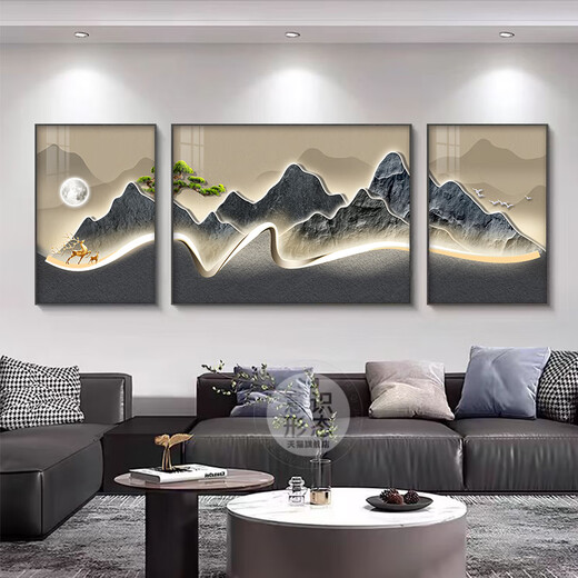 仁聚益轻奢客厅装饰画2024年新款背有靠山沙发背景墙壁画高档大气挂画 G3884 35*50/70*50/35*50（适合2米左1