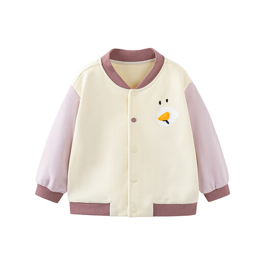Mini Balaji New Contrast Color Baseball Jacket for Boys and Girls Baby Warm Jacket 2025 Autumn New Milk White 10504 90