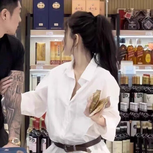 Sweet Star White Irregular Lapel Shirt Dress Belt Hot Girl Design Long Sleeve Shirt Women Single White Shirt S