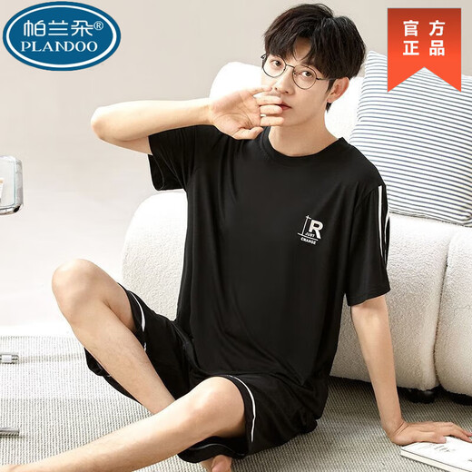 
Palando Modal men's pajamas summer short-sleeved shorts plus a large size loose thin summer home clothing set 6624 3XL 160-180Jin [Jin equals 0.5 kg]