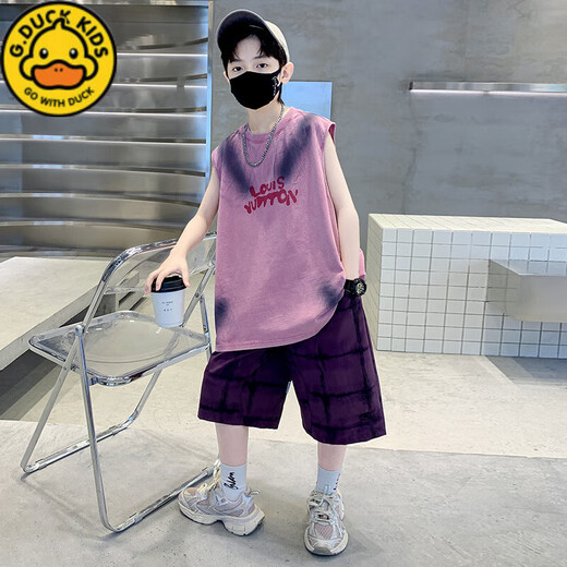 G.Duckkids Boy Vest Set Summer 2025 Новый средний и большой детский костюм Летний красивый мальчик летний рукавиц