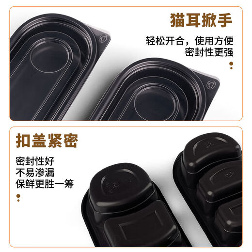 名净时代新款一次性餐盒长方形日式打包盒外卖快餐盒寿司便当盒塑料分格 SZ1049四格带盖550ml 500套