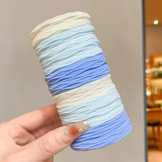 Manfuyu rubber band hair tie for women, high-end headband, cute girl, sea salt blue hair rope, high elasticity and durability, ponytail hair tie, sea salt series, 10 pieces - pattern