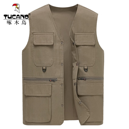 Woodpecker (Tucano) Frühlings- und Herbstweste Daddy Daddy Outdoor Outdoor Multi-Tocket Casual Middley Mitte-Alter und ältere Weste Herrenfischereiungsjacke Männer G101 Schwarzer Teil 2xl 200 Empfohlen 125-145jin [Jin gleich 0,5 kg]
