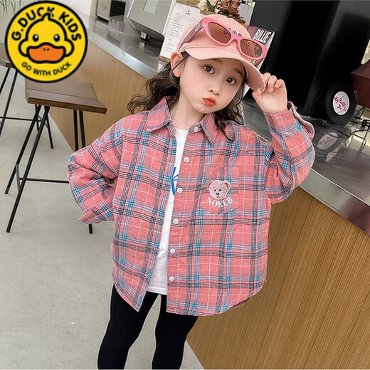 G.DuckKids Internet Célébrité Shirt Fresh Plaid pour les femmes au printemps, moyens et grands enfants de style coréen de style coréen de style princesse mince Top 869 Plaid noir et blanc est sur le point d'être pris 170 [suggérer le poids 85-100 Jin [Jin équivaut à 0,5 kg]]]