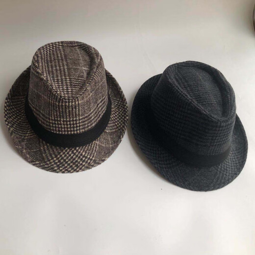 Qingyou Xu Wenqiang's same style hat, men's top hat Shanghai Tang Xu Wenqiang's same style British woolen jazz hat for middle-aged and elderly people, solid color woolen-black, adult version 58cm