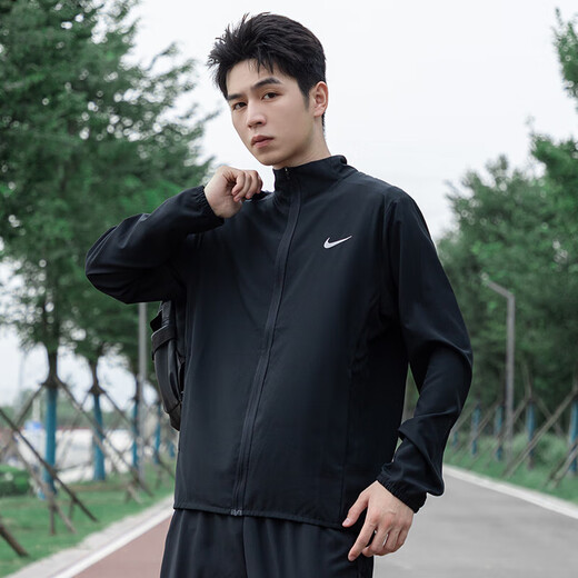 耐克（NIKE）男装运动套装25秋新款跑步训练夹克外套宽松长裤透气T恤衫 三件套 梭织夹克长裤+T恤 S