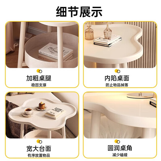 Cream style bedside table 2025 new small storage rack modern simple creative simple bedroom bedside small side table Desert Khaki_50*50*50cm Assembly