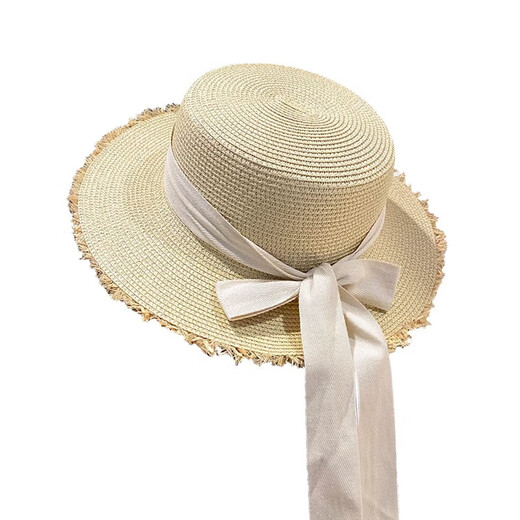 Lai Peisi Flat Top Showed Straw Sombrero Mujeres de verano Vacaciones Beach Beach Sun Protection Gat BoCh Brim Sun Gat Sun Sproh Showed Sweat - Beige [Slecinde de abejas]