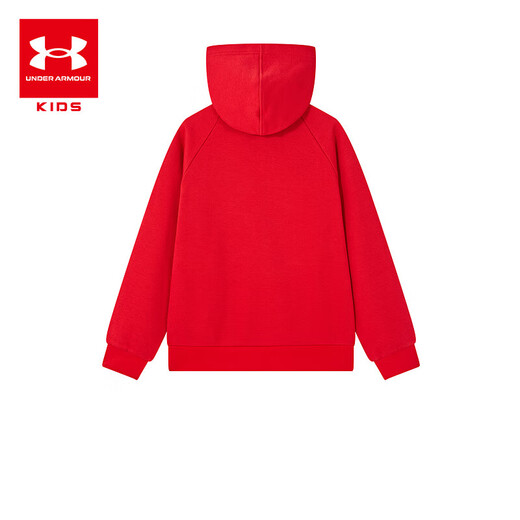 Under Armor New Year Series Children's Sweaters Big Children's Printed Hooded Velvet Tops Boys and Girls Casual Autumn Clothes Red 150