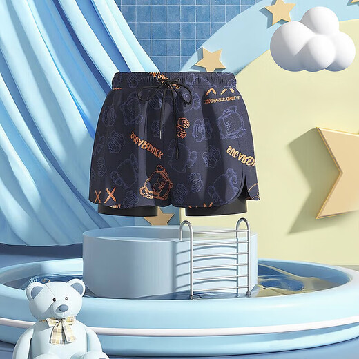 Youyou Children's Swimming Boy Schnell trockener Badeanzug mittelgroße Kinder Flat Angle Anti-Awkward Drei-teilige Set 52003 Blue Bear 5xl