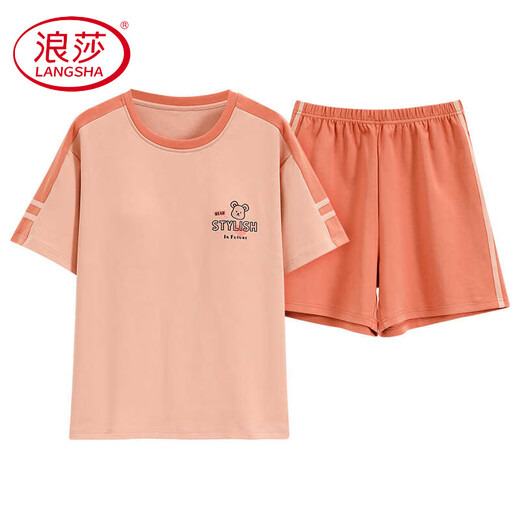 浪莎轻奢纯棉夏季睡衣女士套头睡衣夏季短袖短裤舒适休闲家居服套装 Z9885 L 【建议100-120斤穿】