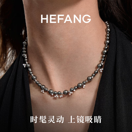 HEFANG He Fang Jewelry Bubble Nebula Necklace Clavicle Chain Light Luxurious and High-end Ladies Birthday Gift for Girlfriend Combination (Galaxy Gray Necklace + Earrings)