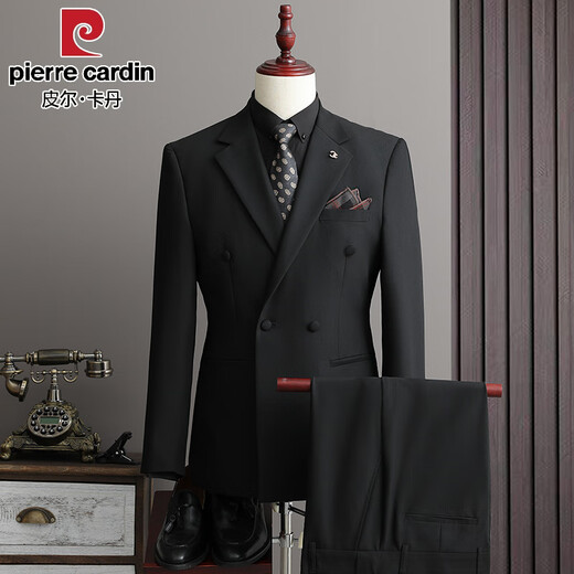 Pierre Cardin high-end double-breasted suit suit for men, groom, wedding, business casual, spring and autumn new formal suit top, brown (suit + trousers + vest) with free tie XL (suitable for 126-140 Jin Jin equals 0.5 kg)