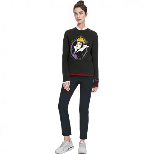 蔻驰（COACH）xDISNEY联名款FW22邪恶皇后刺绣圆领毛衣女款黑色 黑色 XXS