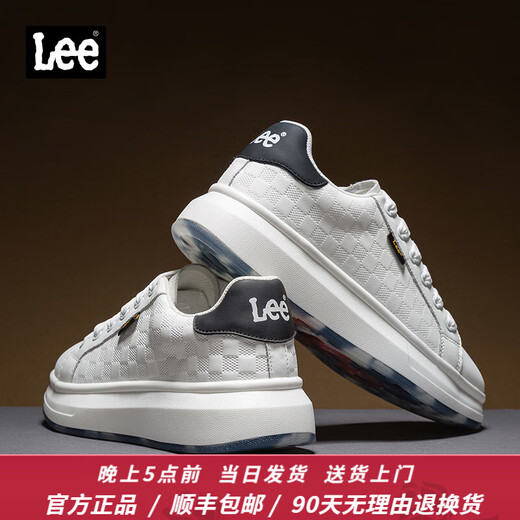 Lee男鞋休闲鞋设计感增高小白鞋男生时尚经典板鞋舒适百搭白色鞋子男 黑色 40 【偏大/请拍小一码】
