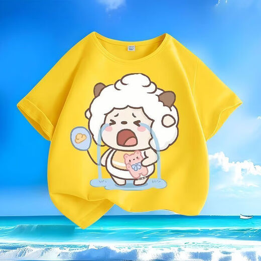 
Crying Lazy Sheep Summer New Printed Men and Women Small and Medium Children Short Sleeve T-shirt Pure Cotton Round Neck Casual Trend-SL Pink-KX698 Lazy 150 [Suggested height 140-150 cm]
