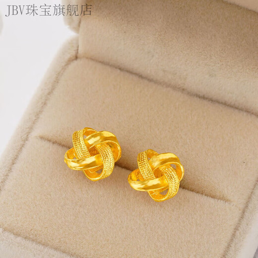 JBV gold Ruyi knot earrings, fashionable and versatile new love earrings 0.01g Ruyi