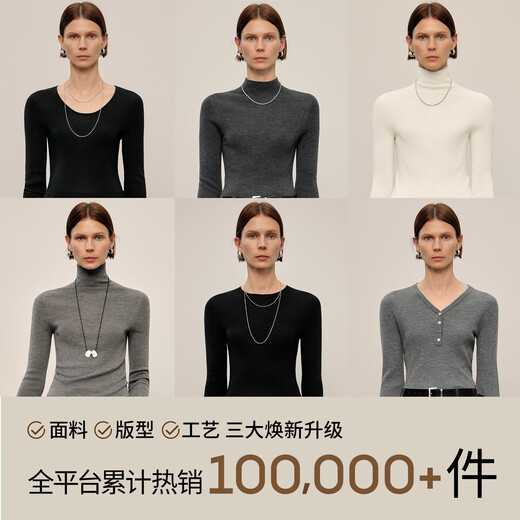 Maimeng lazy wool MM German machine washable Yangtze 100% wool seamless bottoming sweater half turtleneck - dark gray 5G8933213 M