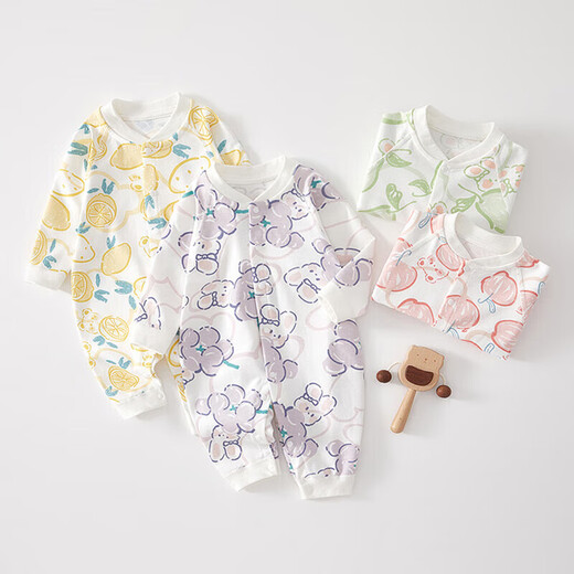 All Cotton Era All Cotton Era Spring and Autumn Baby Clothes Class A Pure Cotton Autumn and Winter Newborn Boneless Baby Bottoming Jacket Newborn with Green Sweet Pear Four Seasons Style - 2 pieces 59cm Recommended 1-3 months/weight 8-12 Jin Jin is equal to 0.5 kg