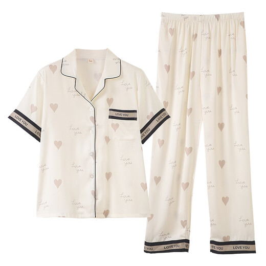 
Fenshiman pajamas for women in summer ice silk short-sleeved trousers set thin 2025 new imitation silk high-end home clothing 6626 M (recommended to wear weight 80-100 Jin [Jin equals 0.5 kg])