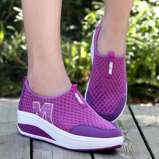 Adachiaki lijian zapatos más antiguos calzado de verano zapatos de malla para mujeres zapatos mecedoras deportes casuales de mujeres malla a las mujeres transpirables 1105 púrpura 35