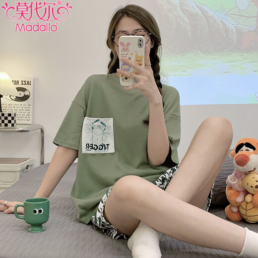 莫代尔2025年新款睡衣女夏季纯棉短袖短裤卡通派大星家居服两件套可外穿 QG-6627 M