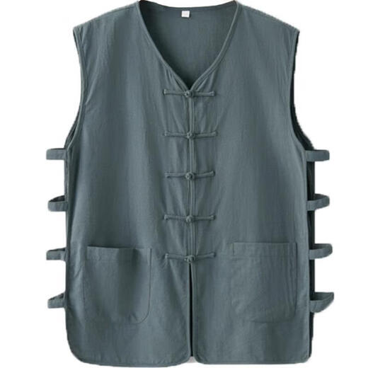 
Zuosik summer thin sub-cotton linen vest Chinese style Tang suit men's vest clip Han jacket and plate button old man sweatshirt north beige white sesame 1901B vest 2XL 155-170Jin [Jin equals 0.5 kg]