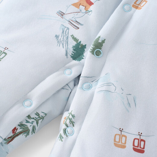 童泰（TONGTAI）婴儿连体衣冬季纯棉夹棉宝宝衣服儿童外出加厚连帽爬服蓝色80cm