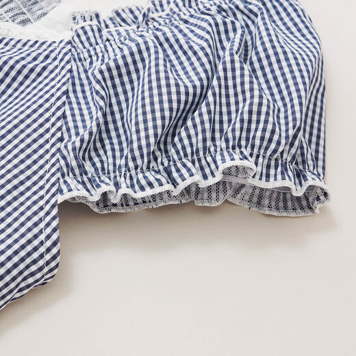 IEF/AIYIFU 2025 Sommer Neue koreanische Version rein und stilvolles Plaid -Design Slim und vielseitige Körperjacke Blau und weiße Plaid L.
