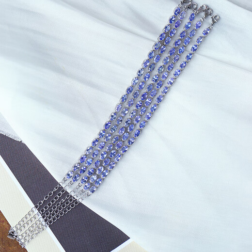 CAOX high-quality colorful natural tanzanite sterling silver inlaid bracelet for women, crystal colored gemstone, precision silver jewelry, loose stone about 3*5MM, randomly sent one tanzanite