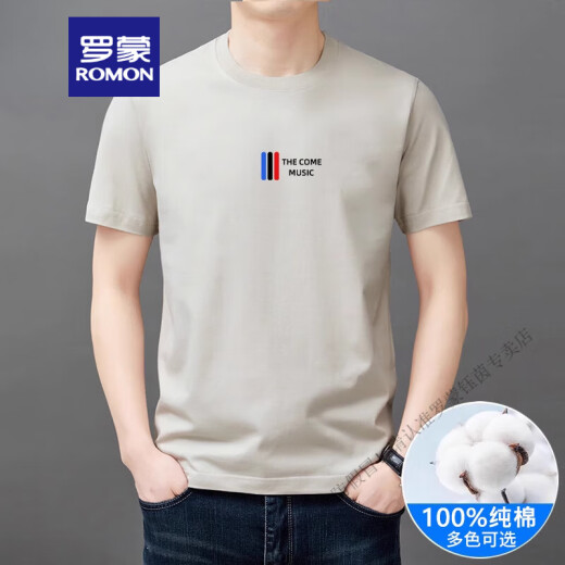 罗蒙（ROMON）短袖t恤男士2025新款夏季潮流纯棉圆领休闲半袖体恤打底衫男 白色 829【纯棉短 袖】 S 建议【80-95斤】