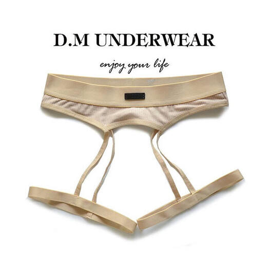 D.M men's underwear low-waisted sexy thong modal wide striped plush soft and empty personality sexy hot T-pants white M100-115Jin Jin is equal to 0.5 kg