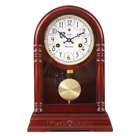 POLARIS Centenary Brand Retro Solid Wood Decorative Table Clock Brass Exquisite Signal Clock Copper Movement Dotted Time Pendulum Clock Mahogany Color