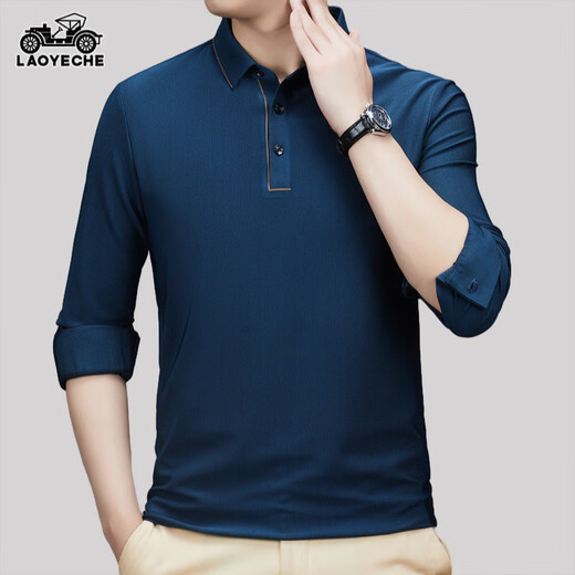 Camiseta de manga larga de automóvil clásico para hombres 2024 Otoño e invierno Nuevo traje de marco de su solapa de mediana edad Polo de polo para hombres CQ3886 Candy 10xl 10590-110Jin [Jin equivale a 0.5 kg]