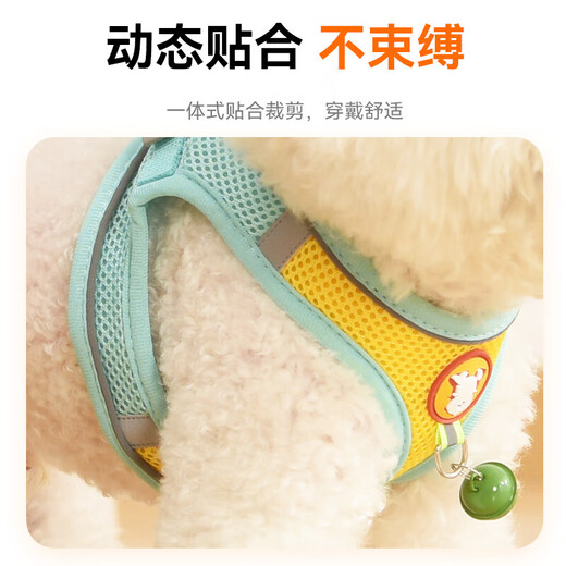 Star rudder dog leash with bell dog leash harness leash small dog puppy leash dog walking leash yellow and blue leash with bell-S (3-6Jin Jin is equal to 0.5kg)
