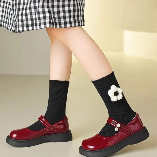 儿童2025皮鞋女童春秋新款小女孩软底黑色单鞋公主学生演出童鞋 黑色 34 码内长20. 8cm