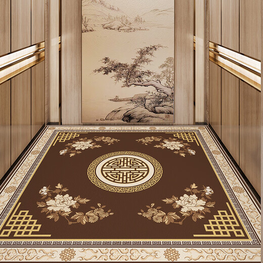 Elevator carpet custom-made villa high-end special floor mats Chinese-style non-slip wear-resistant foot mats can be used at the entrance of the car stairs with flowers blooming - NB-12108 140*140cm