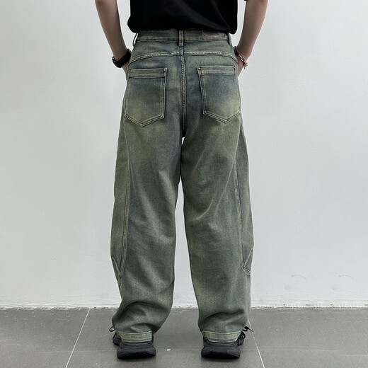 LUCAO ADEI 2025 summer new American fashion brand retro jeans loose cut blue men and women K1048 blue 28