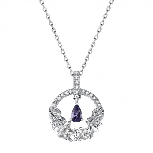 DL 1998 Fat Donglai quality tanzanite necklace <Wangshu> original design moon silver gentle star exquisite niche lock chain length about 40 4 4cm three sections adjustable