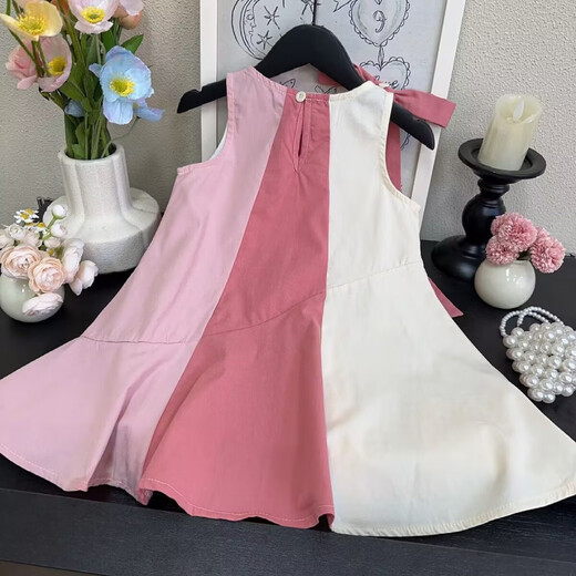 Opeodly Girls Robe Summer 2025 Nouveau gilet sans manches de style coréen Robe princesse petite fille robe pour enfants Cross-Border KKCM1098T Pin