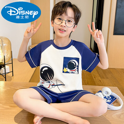 Disney Children's Pyjamas Summer Nouveau garçons à manches courtes Coton Coton Coton mince garçon de taille moyenne Costume à domicile climatisé pour enfants K double 6630 # Cat domestique bleu jaune 170 taille 10 Hauteur recommandée [100-110cm]