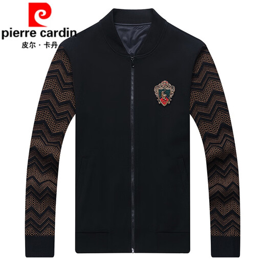 Pierre Cardin Mulberry Silk Sports Suit Men's Men's Spring and Automne Nouvelle veste à la mode et beau ensemble avec pantalon Veste décontractée noir 6628 175 / 88A