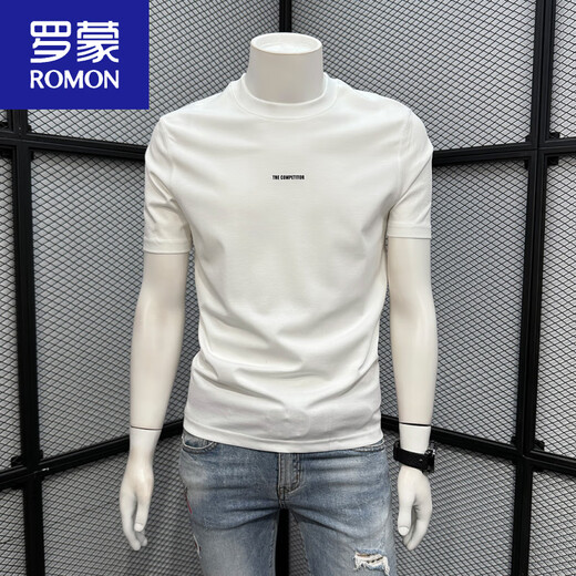 Romon Brief kurzärmeliges T-Shirt für Männer Sommer 2025 Neues lässiges runder Hals halbärmelig Modetrendy Brand T-Shirt vielseitig Top Black M.