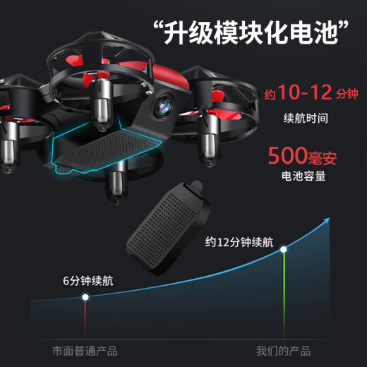 大疆红 DJH迷你无人机小学生小型航拍高清飞行器直升机遥控飞机儿童玩具 大号/蓝色-无刷电机+光流悬停-8K 体验套餐【1电1充电线+维护】