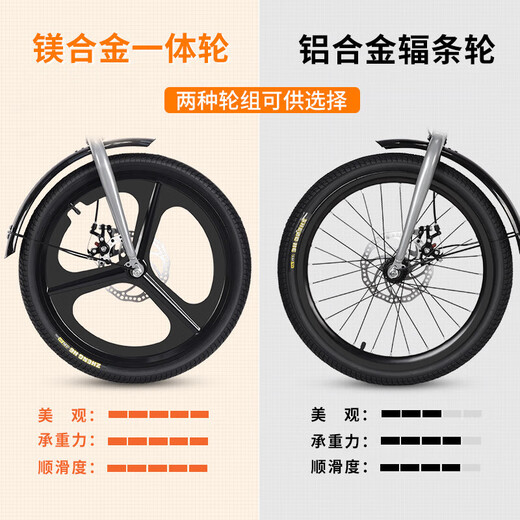 FG FLYING PIGEON Folding Bicycle Adult Variable Speed ​​Installation-Free Lightweight Portable Urban Commuting Bicycle Variable Speed ​​Spoke Wheel - Matte Black - Large Rear Basket 22 Inch (Suitable for Height 155-180cm)