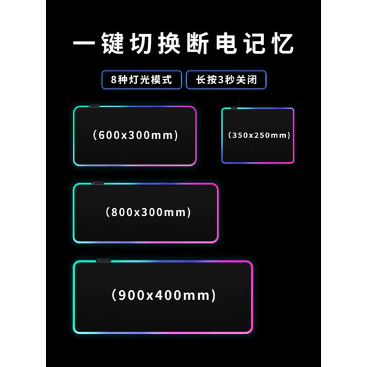 LUODABAN RGB PAD DE MOUSE LUMINEUR POUR LES BARCHS GAMING E-SPORTS CLAVIER PAD ATMOSPHIERIER LETTRAL PAD M-694 [MODE MULTIQUE RVB] 800x300 mm 4 mm