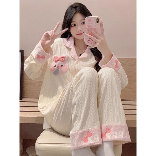 Pyjamas Purcotton Pajamas Summer Cardigan à manches longues SUPPRIMATION SUMPRES SUMBRES 2025 Nouveau dessin animé au printemps automne et hiver SSM-3882 M [75-100jin [Jin est égal à 0,5 kg]]]