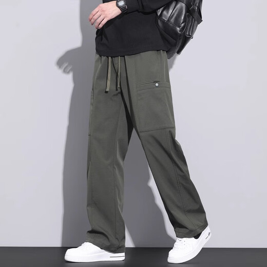 啄木鸟美式潮牌工装裤子男宽松直筒伞兵裤2025夏季薄款运动冲锋休闲长裤 9856#卡其 M 【推荐90~110斤穿】